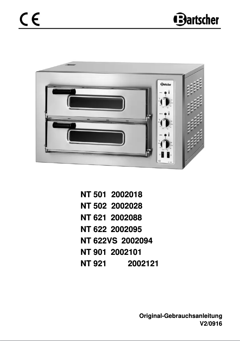 Page n°1 - Manuel utilisateur Bartscher NT 622VS