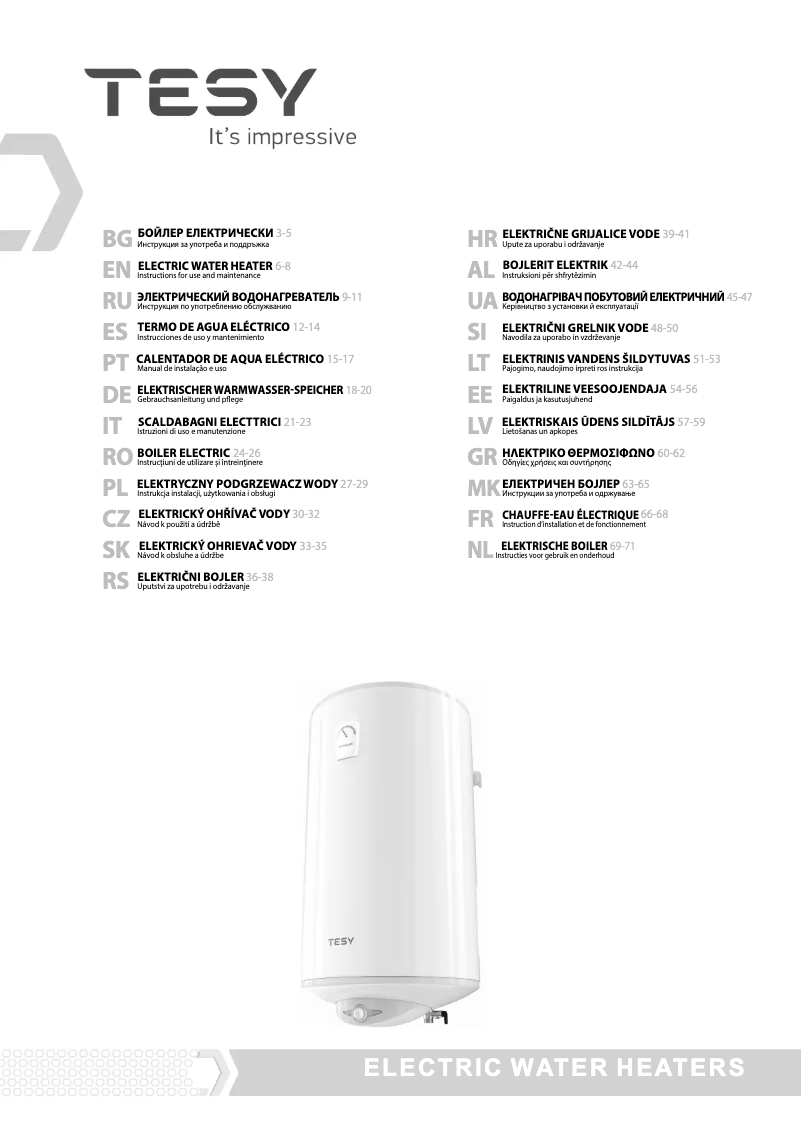 Page 1 of the manual User Manual Tesy Anticalc 80