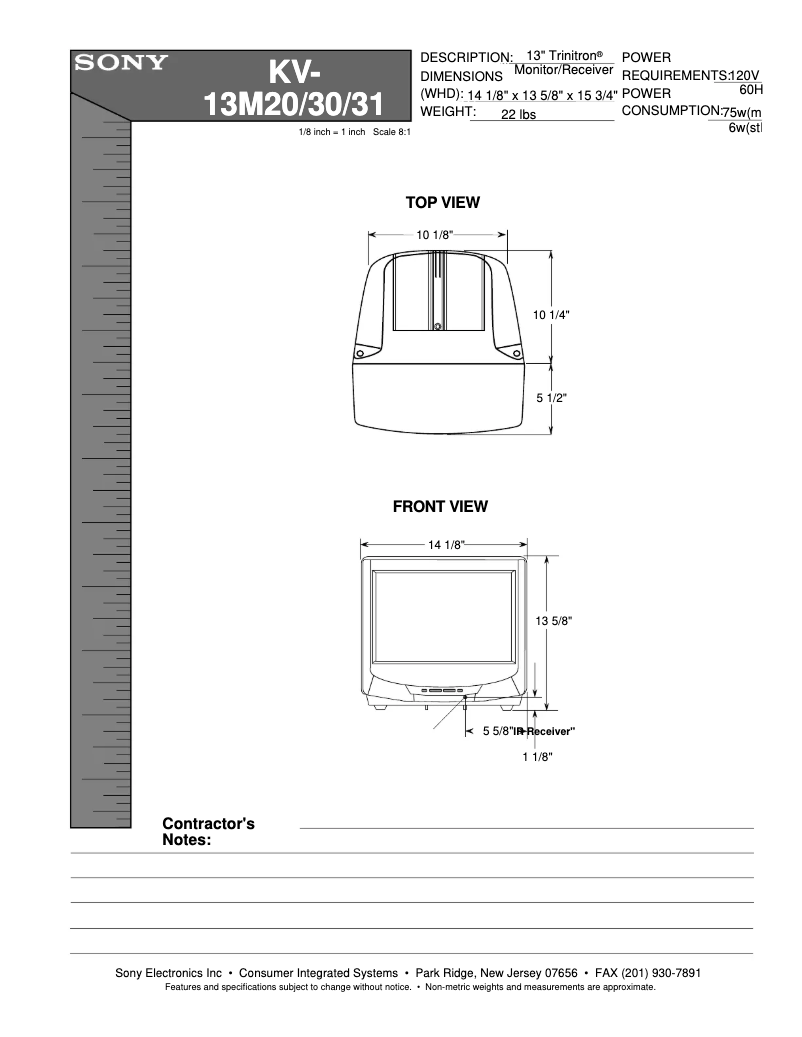 Image de la première page du manuel de l'appareil KV-13VM20