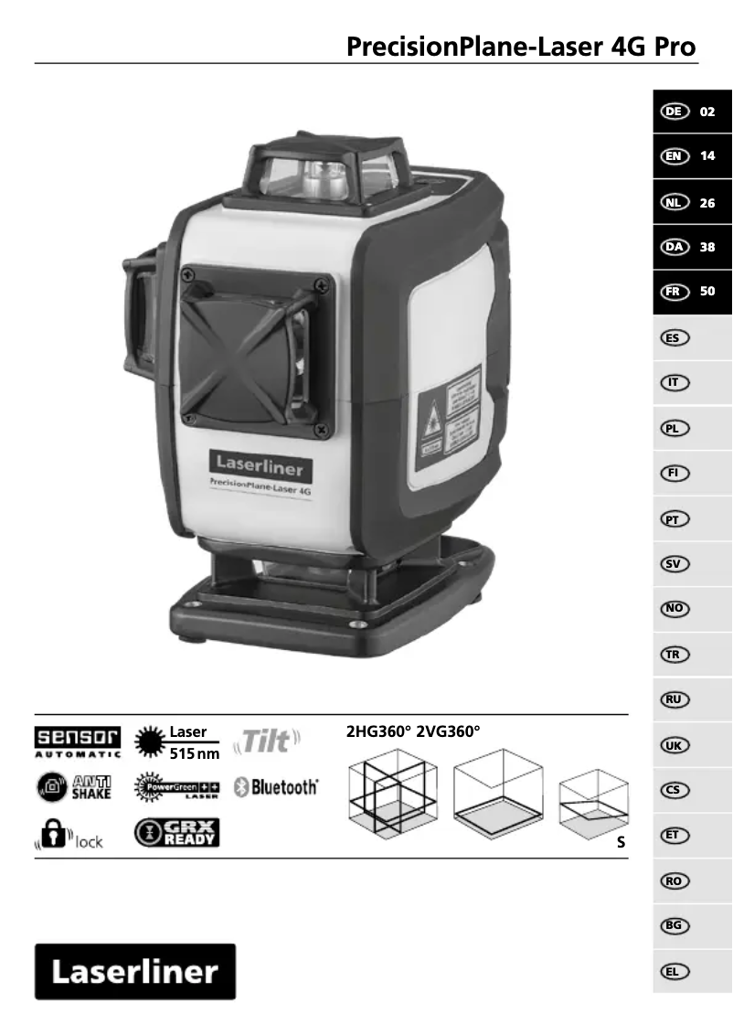 Page 1 de la notice Manuel utilisateur Laserliner PrecisionPlane-Laser 4G Pro