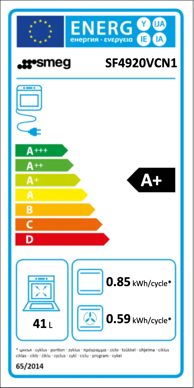 Page n°1 - Label énergétique Smeg SF4920VCN1