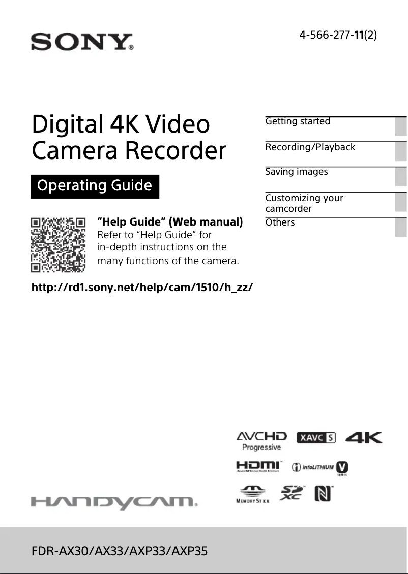 Página 1 del manual Manual de usuario Sony FDR-AXP30