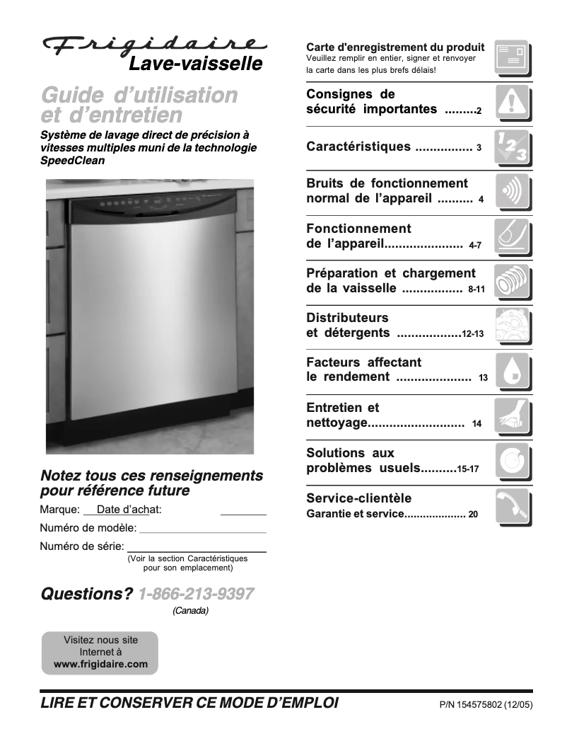 Page n°1 - Manuel utilisateur Frigidaire FDB2810LDQ