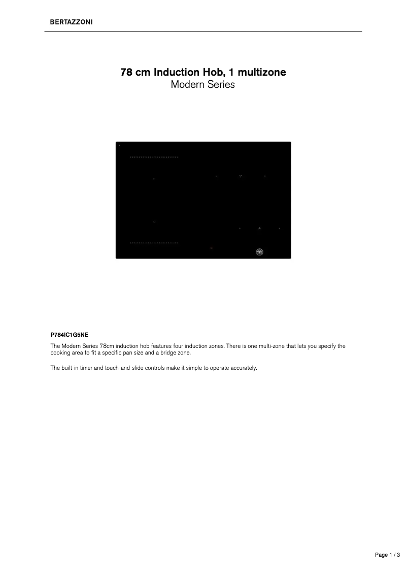 Page n°1 - Fiche technique Bertazzoni P784IC1G5NE