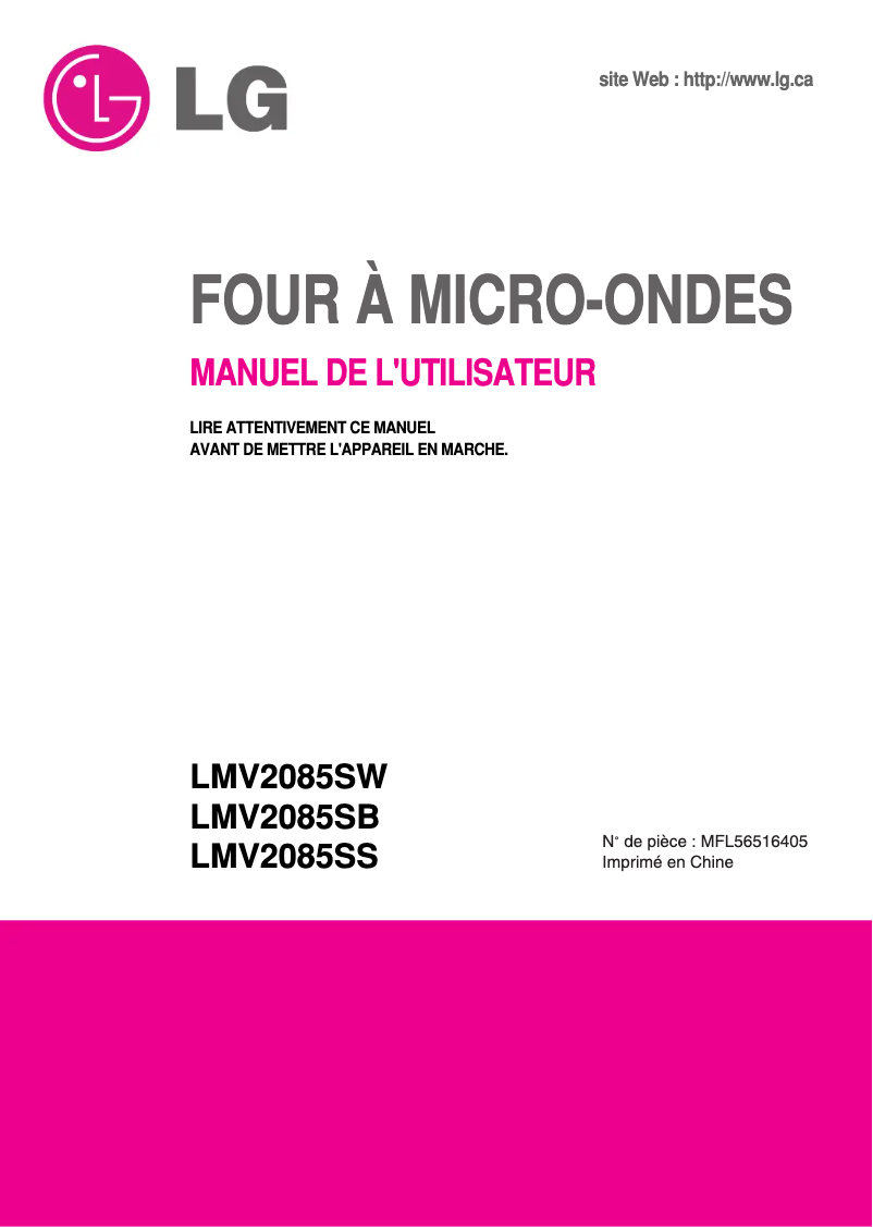 Image de la première page du manuel de l'appareil LMV2085SS