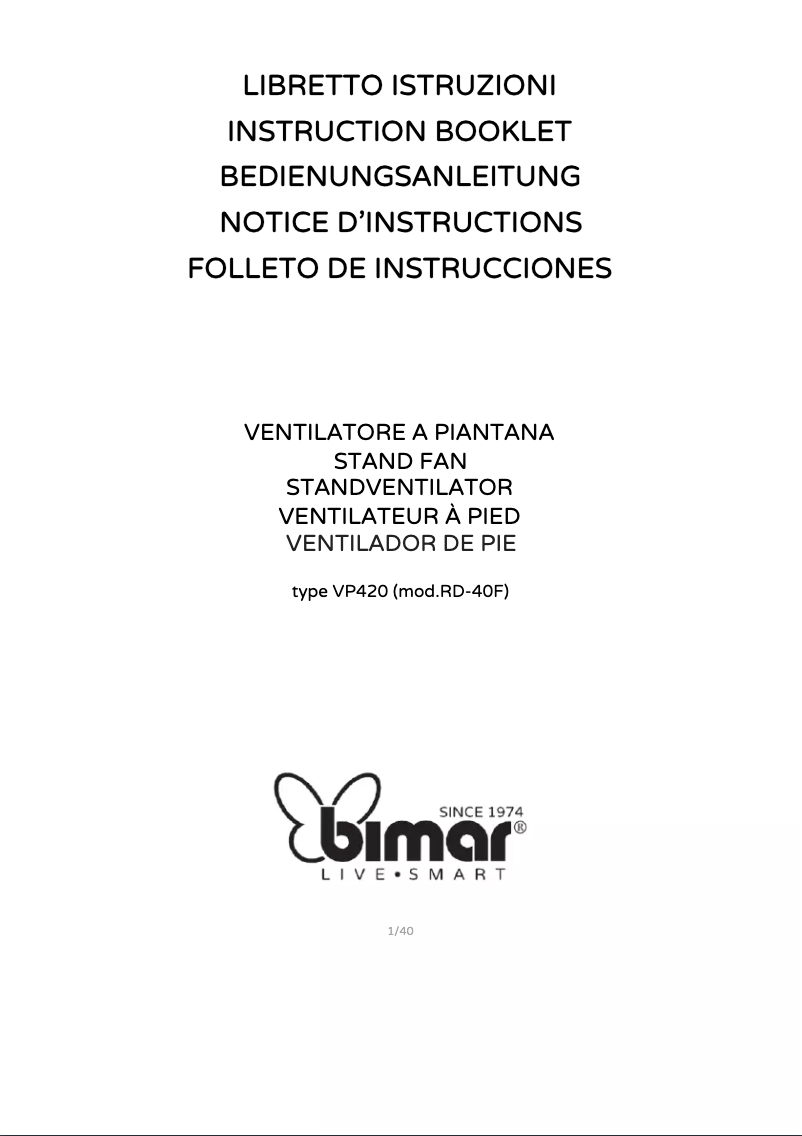 Page 1 de la notice Manuel utilisateur Bimar VP420