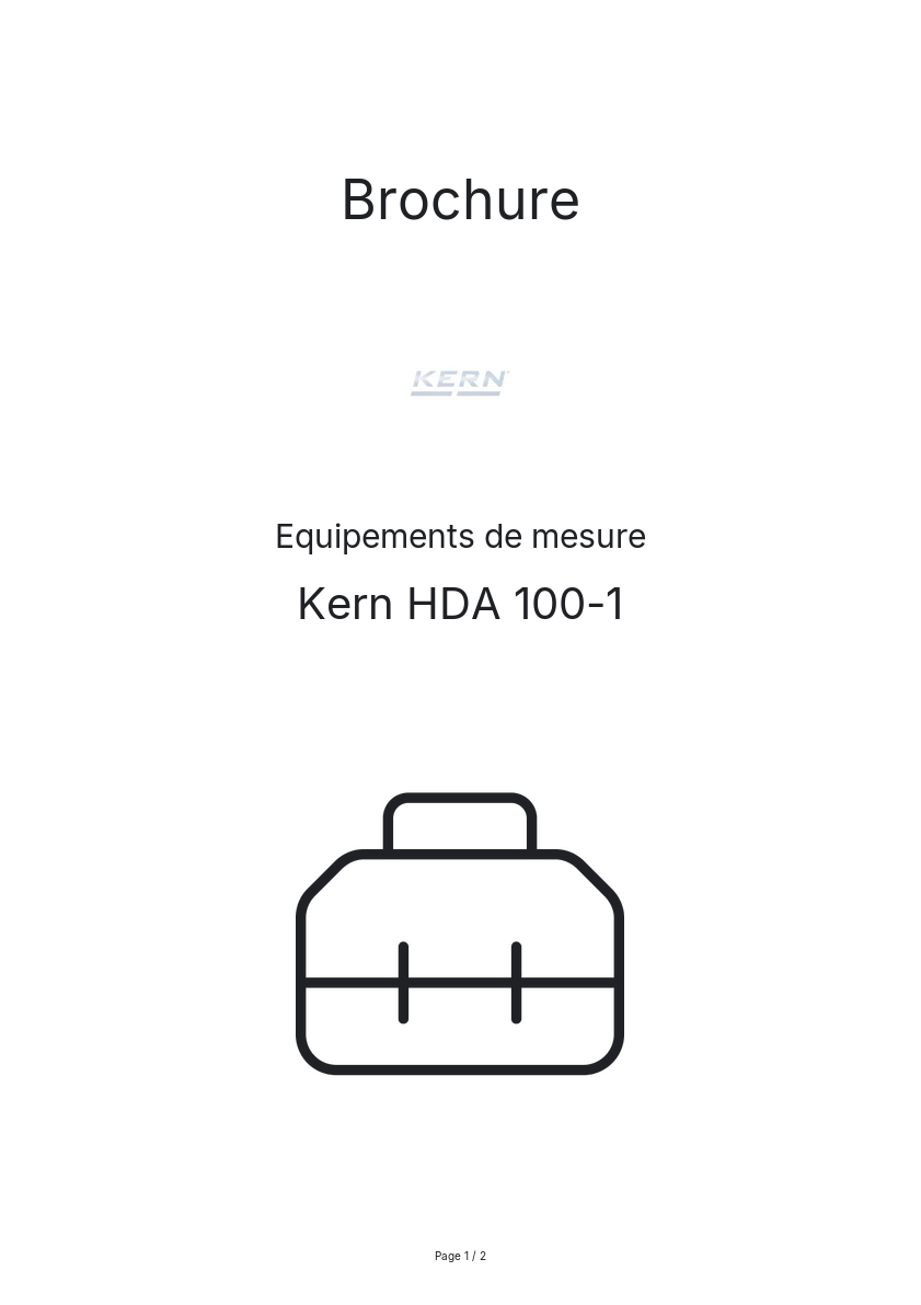 Page n°1 - Brochure Kern HDA 100-1