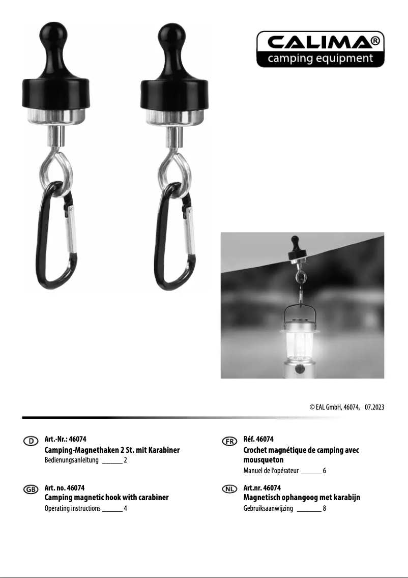 Page n°1 - Manuel utilisateur Calima 46074