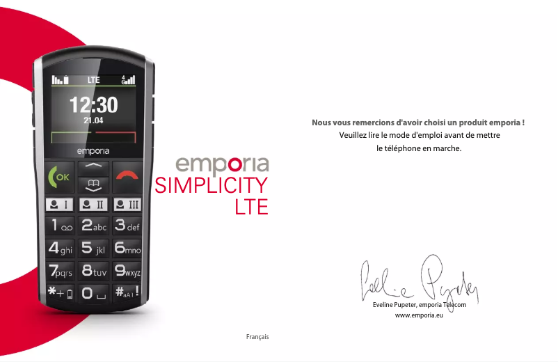 Image de la première page du manuel de l'appareil SIMPLICITY LTE