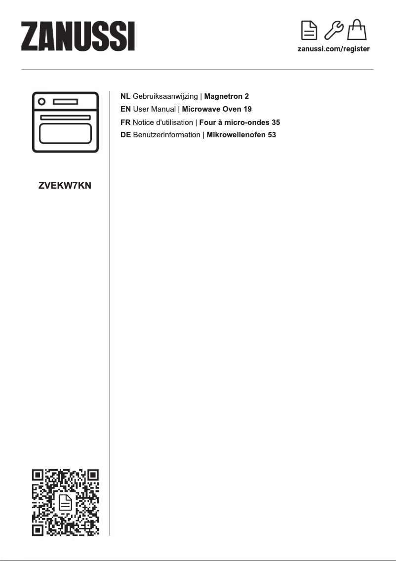 Page 1 de la notice Manuel utilisateur Zanussi ZVEKW7KN