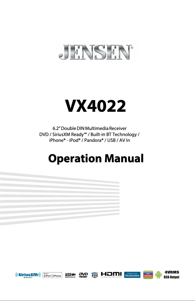 Page n°1 - Manuel utilisateur Jensen VX4022