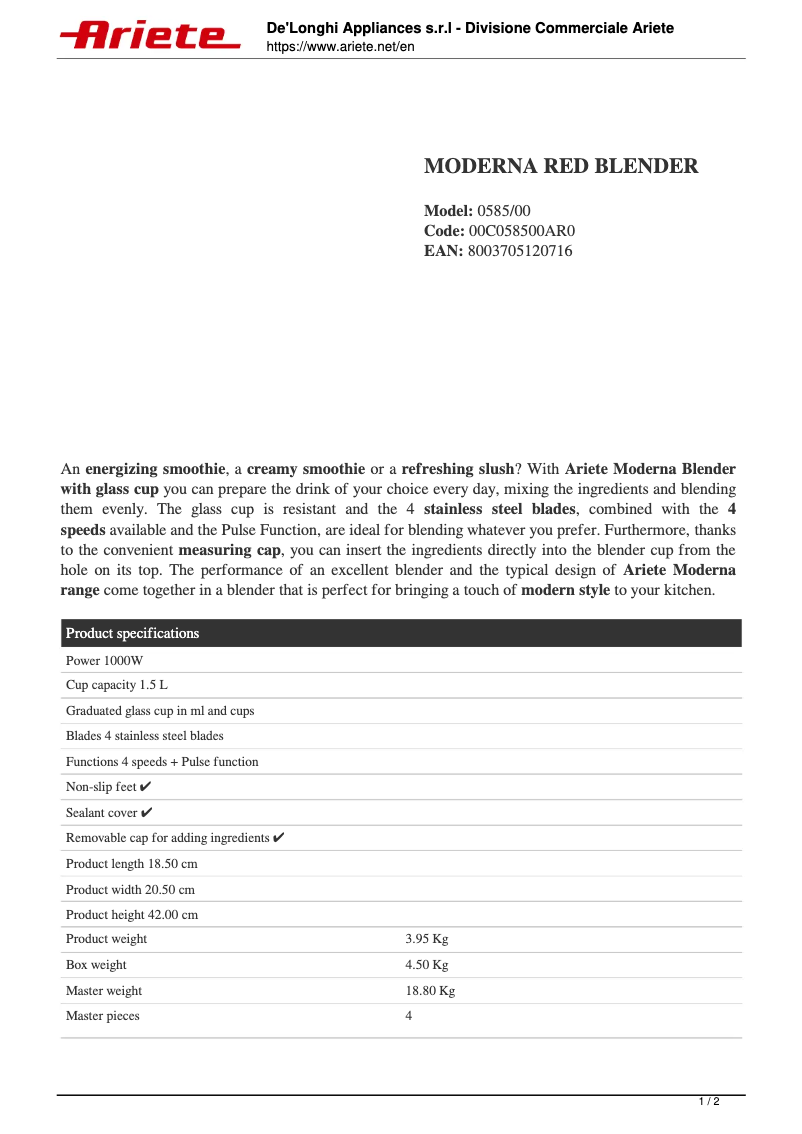 Image de la première page du manuel de l'appareil 0585