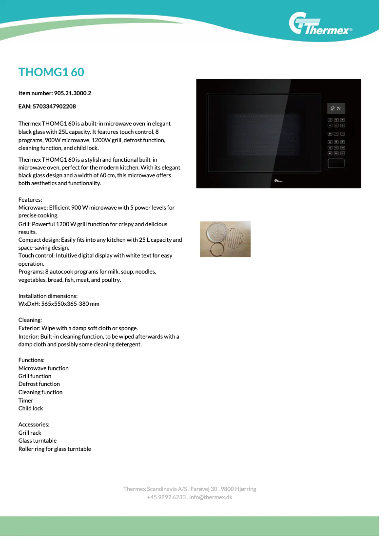 Page 1 de la notice Fiche technique Thermex THOMG1