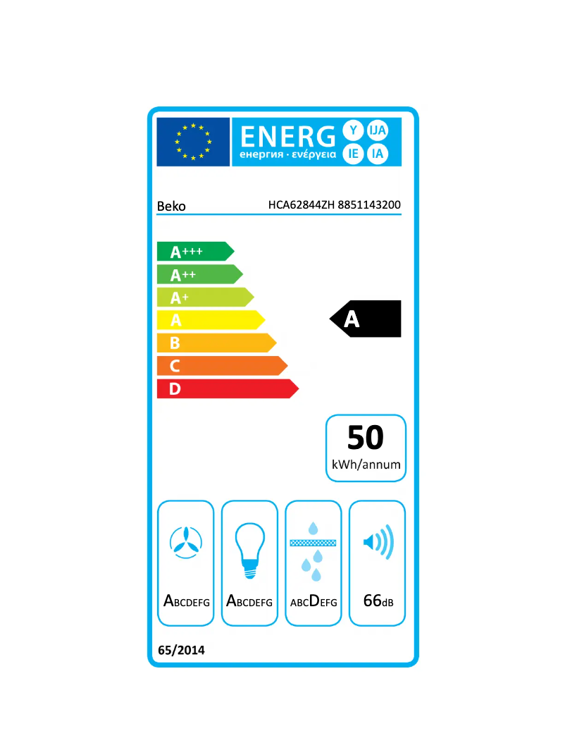 Page n°1 - Label énergétique Beko HCA62844ZH