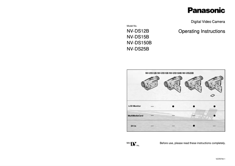 Page 1 de la notice Manuel utilisateur Panasonic NV-DS150B
