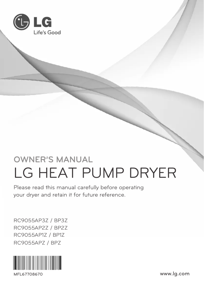 Page 1 de la notice Manuel utilisateur LG RC9055AP3Z