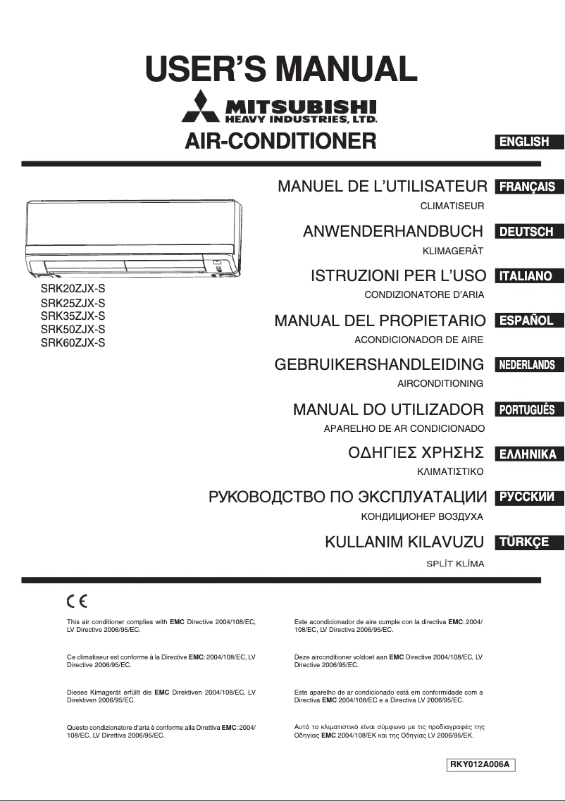 Page 1 de la notice Manuel utilisateur Mitsubishi SRK35ZJX-S