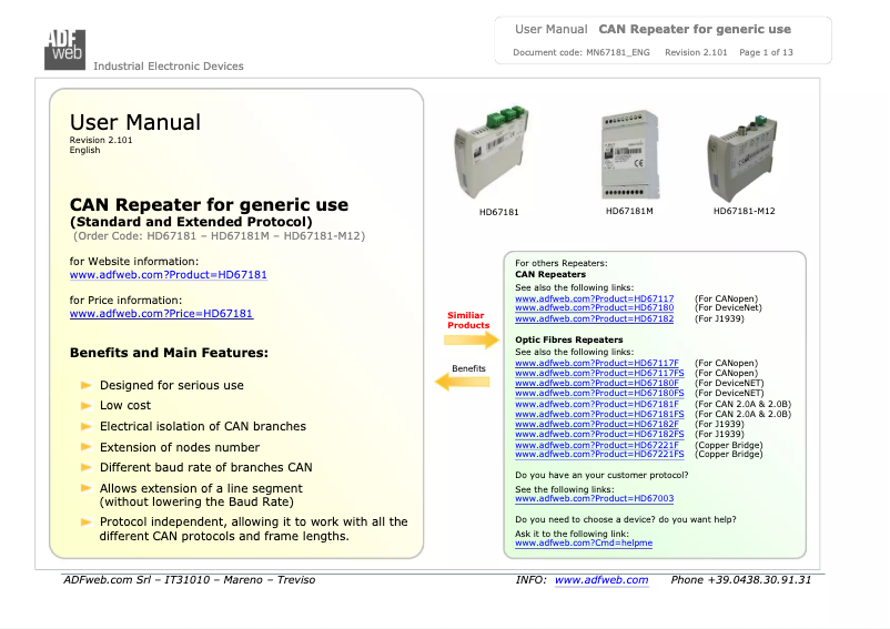 Página 1 del manual Manual de usuario Wachendorff HD67181