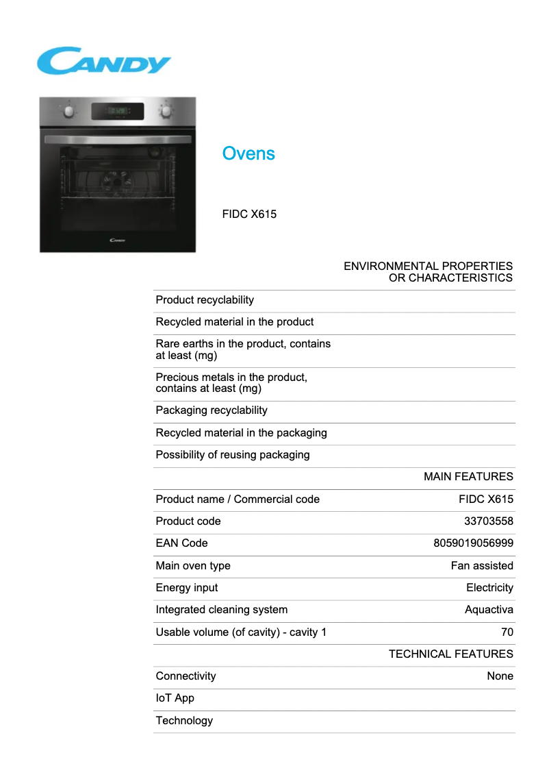 Image de la première page du manuel de l'appareil FIDC X615