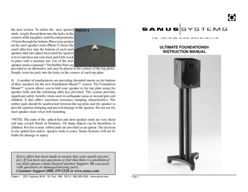 Page n°1 - Manuel utilisateur Sanus UF34