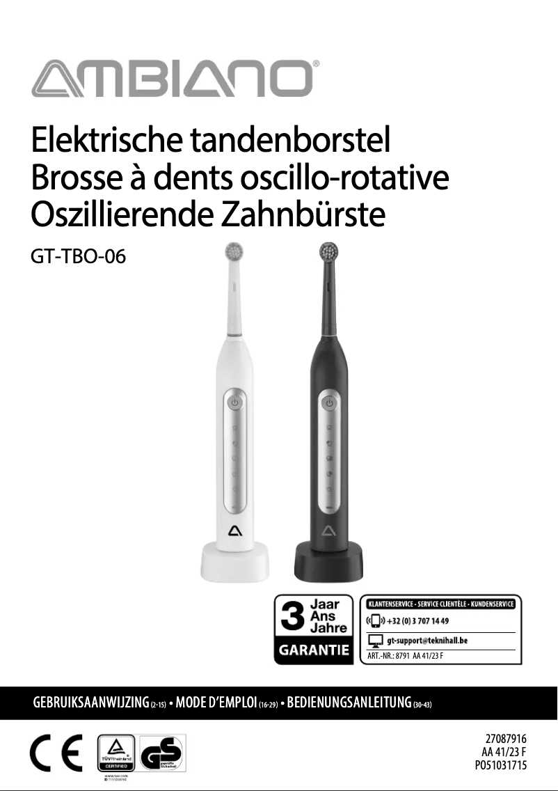 Image de la première page du manuel de l'appareil GT-TBO-06