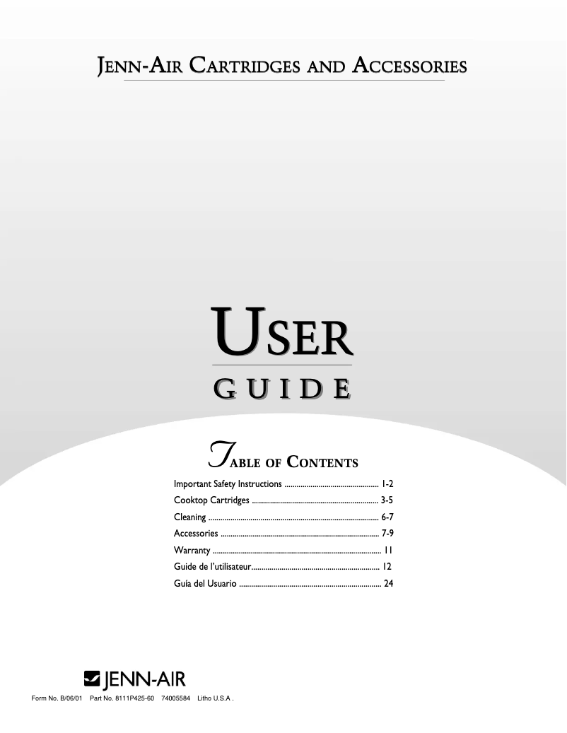 Page n°1 - Manuel d'utilisation et d'entretien JennAir AR141B