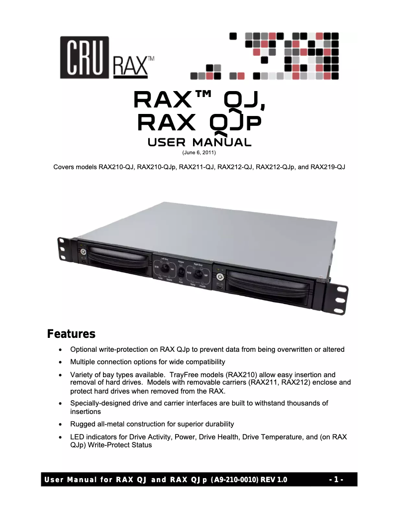 Image de la première page du manuel de l'appareil RAX210-QJp