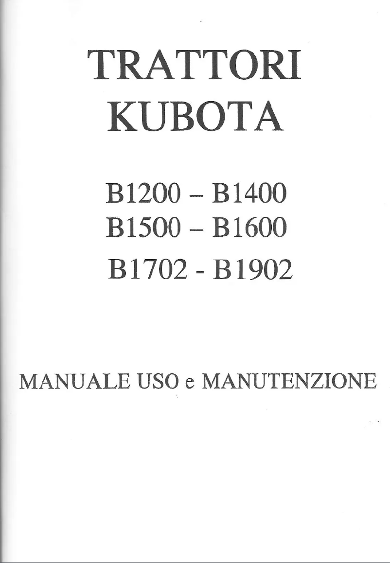 Page n°1 - Manuel utilisateur Kubota B1902