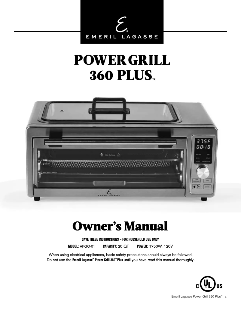 Image de la première page du manuel de l'appareil Power Grill 360 Plus AFGO-01