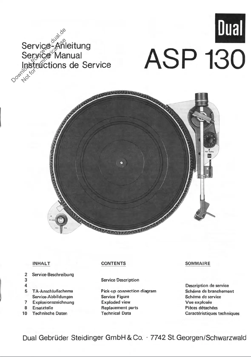 Image de la première page du manuel de l'appareil ASP 130