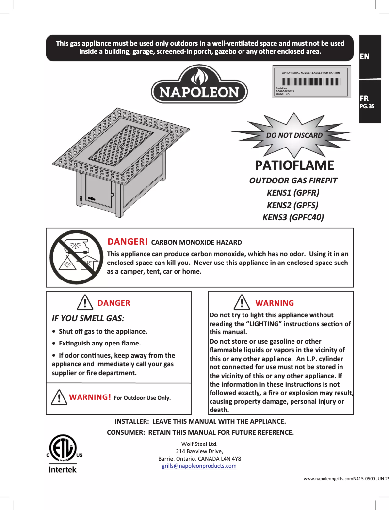 Image de la première page du manuel de l'appareil KENS1-BZ-1