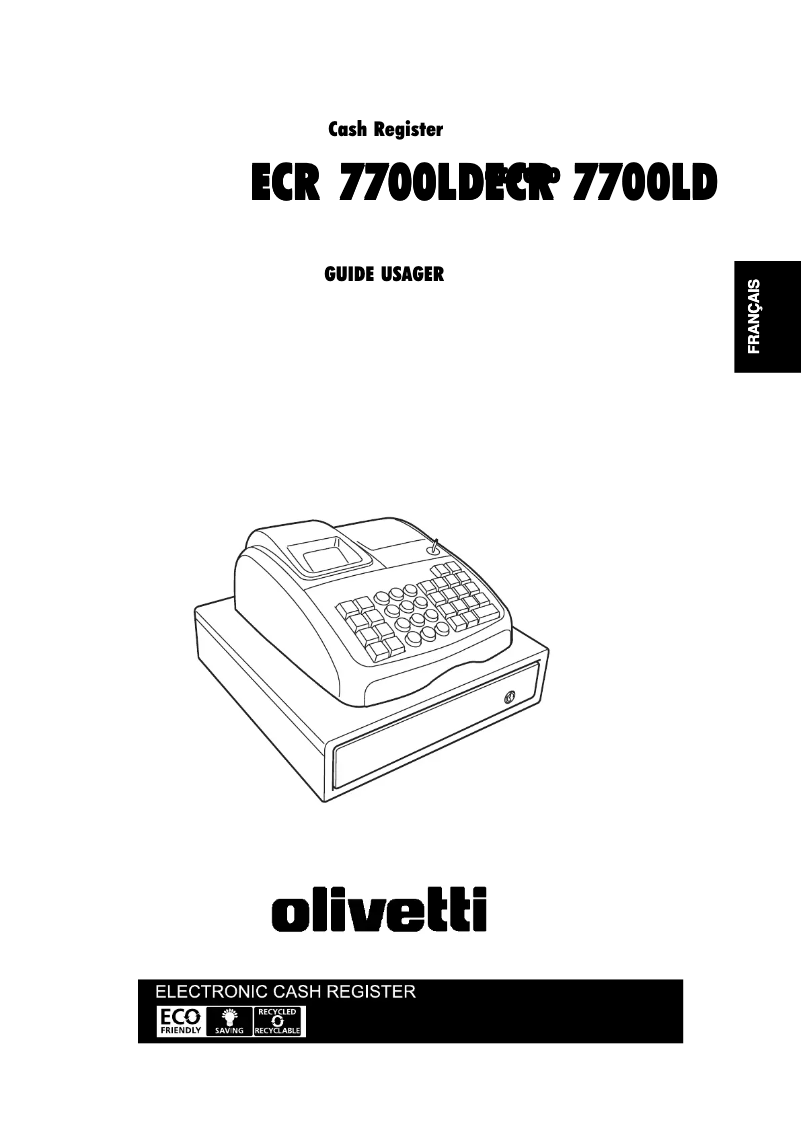 Page 1 de la notice Manuel utilisateur Olivetti ECR 7700LD Eco