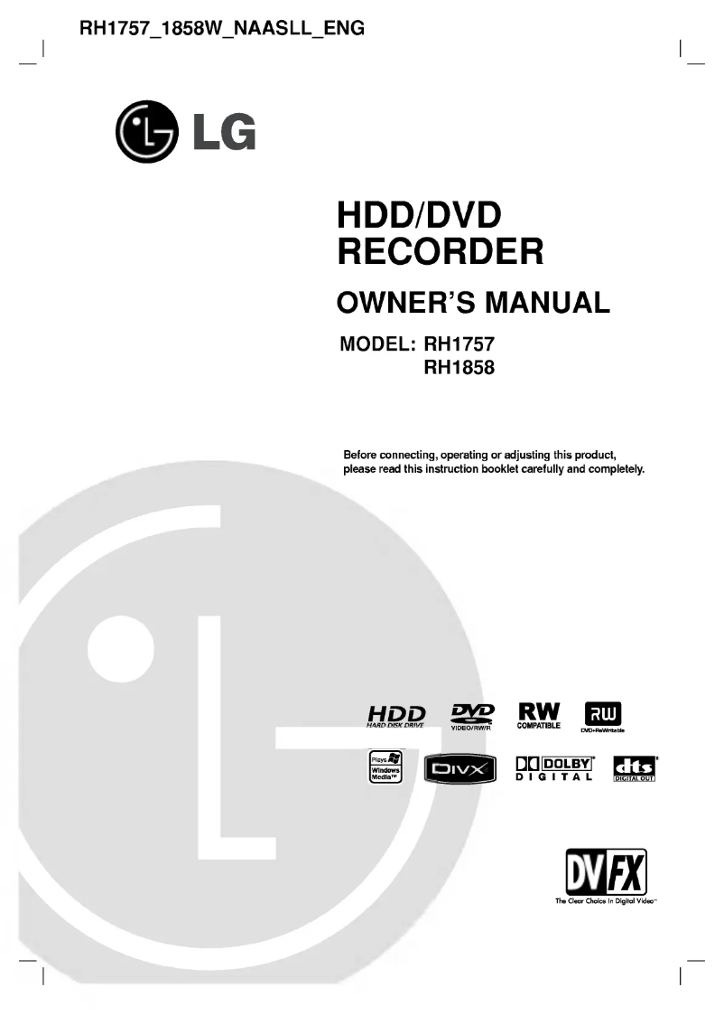 Page n°1 - Manuel utilisateur LG RH1858