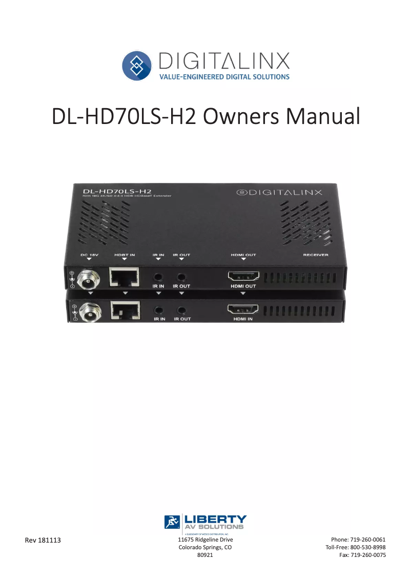 Image de la première page du manuel de l'appareil DL-HD70LS-H2