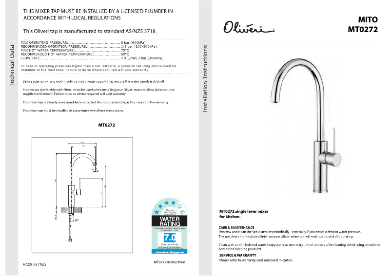 Image de la première page du manuel de l'appareil MT0272