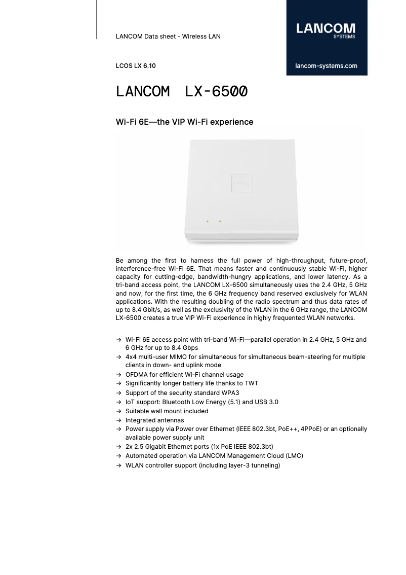 Image de la première page du manuel de l'appareil LX-6500