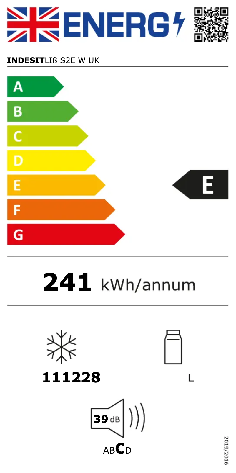 Page n°1 - Label énergétique Indesit LI8 S2E S