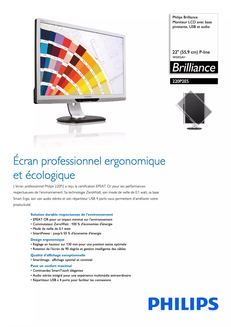 Page n°1 - Fiche technique Philips Brilliance 220P2ES
