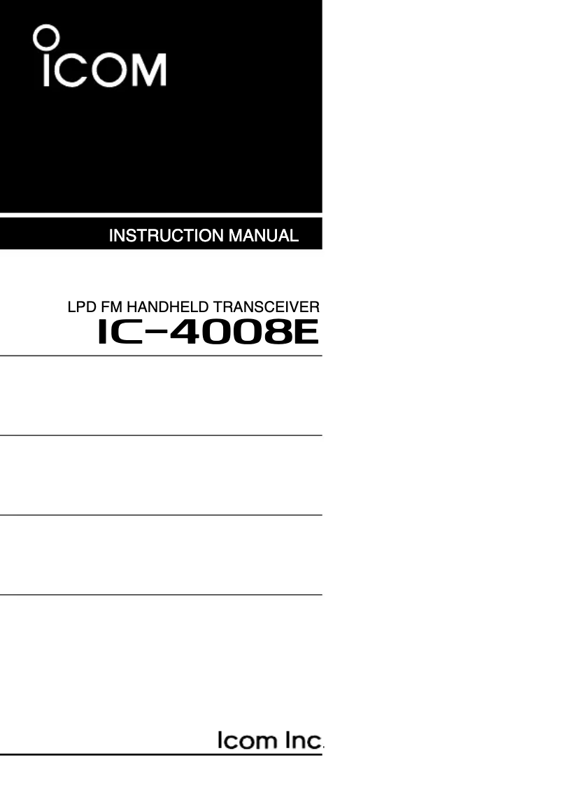 Page n°1 - Manuel utilisateur ICOM IC-4008E