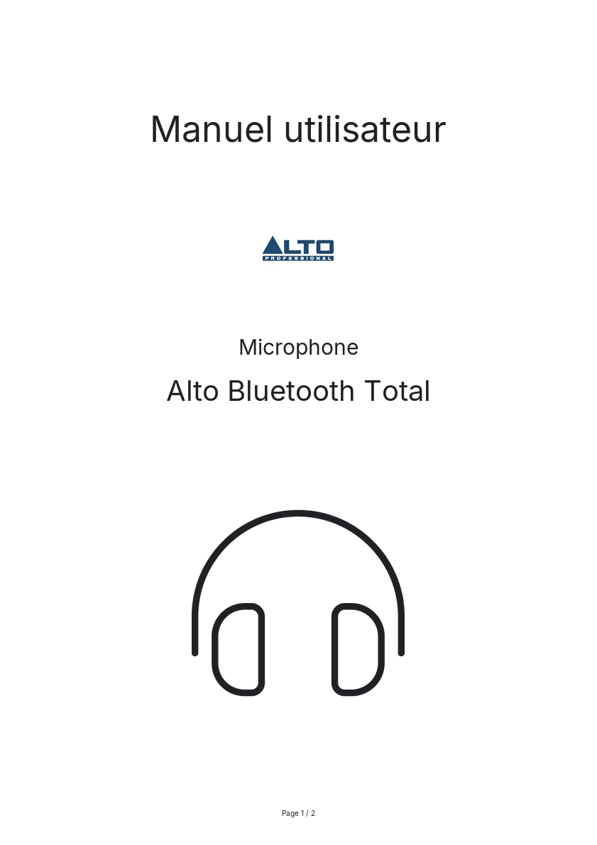 Image de la première page du manuel de l'appareil Bluetooth Total