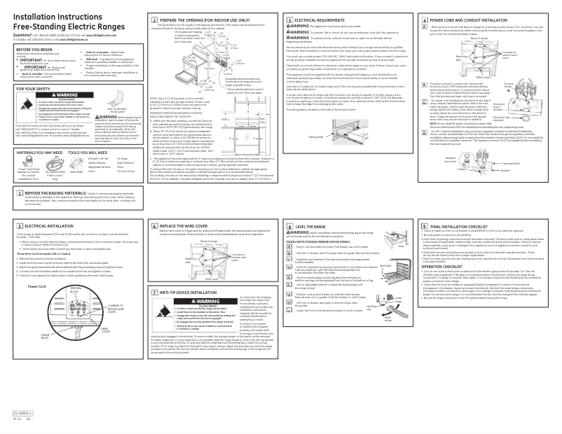Page n°1 - Guide d'installation GE JBP35SMSS