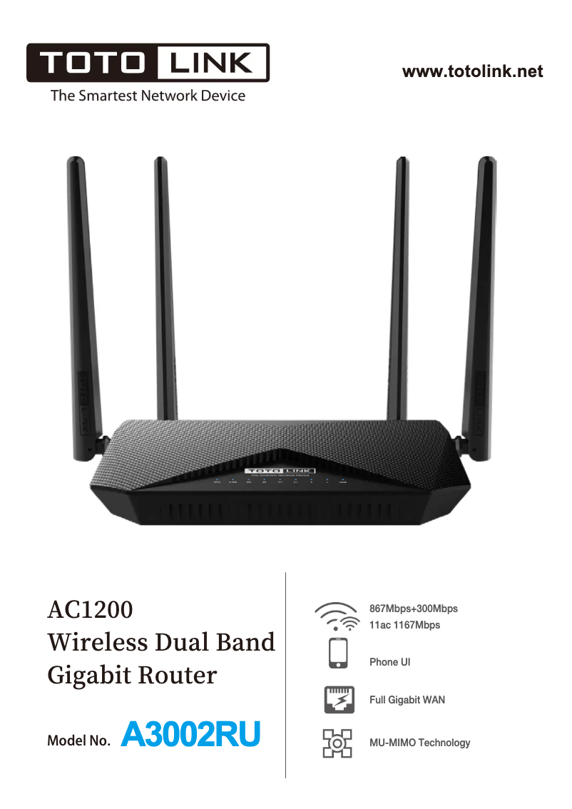 Página 1 del manual Manual de usuario Totolink A3002RU