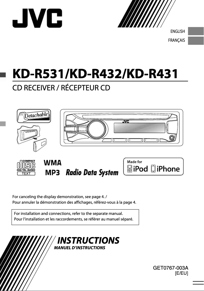 Page 1 de la notice Manuel utilisateur JVC KD-R431