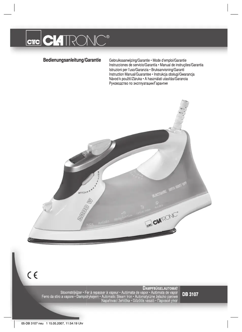 Page 1 de la notice Manuel utilisateur Clatronic DB 3107