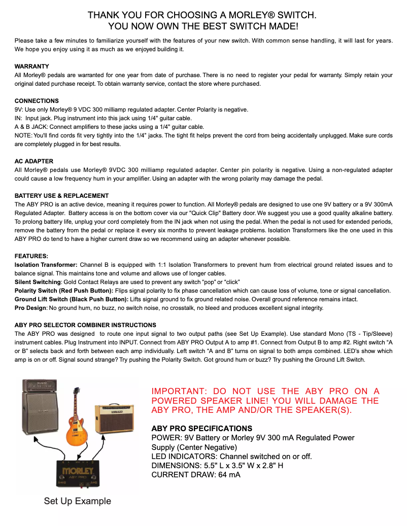 Page 1 de la notice Manuel utilisateur Morley ABY Pro Selector