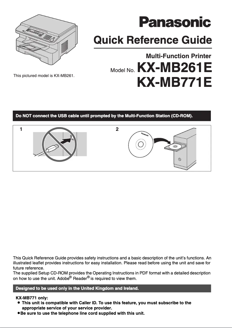 Image de la première page du manuel de l'appareil KX-MB261E