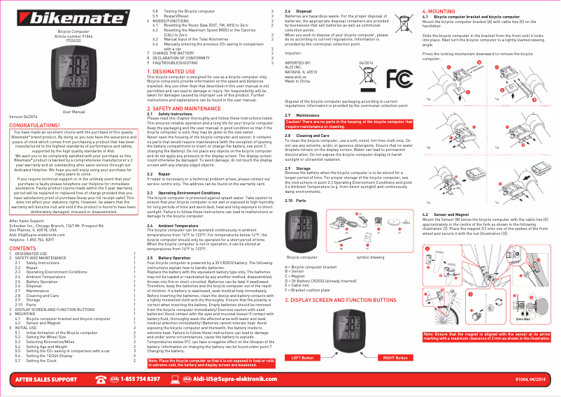 Page 1 de la notice Manuel utilisateur Bikemate T52432