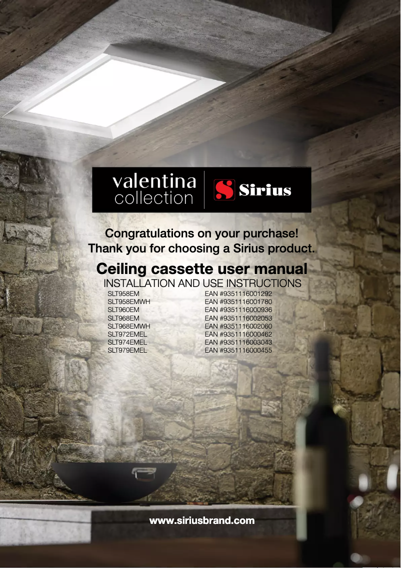 Page 1 de la notice Manuel utilisateur Sirius Valentina SLT974EMEL