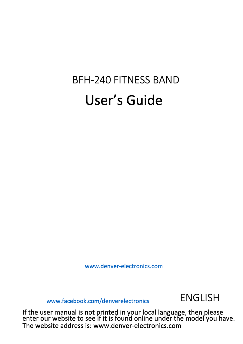 Page 1 de la notice Manuel utilisateur Denver BFH-240