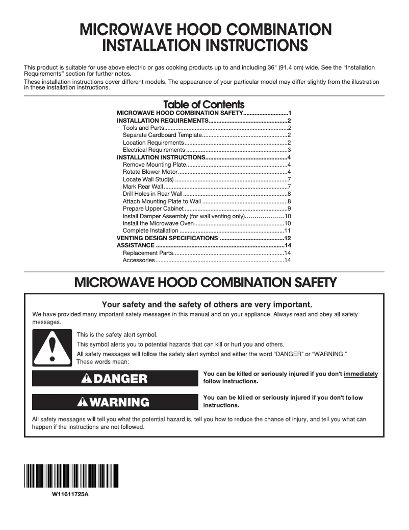 Image de la première page du manuel de l'appareil UMV1170LW